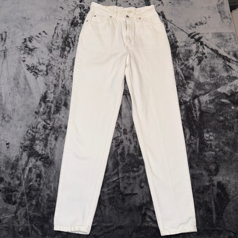 Vintage Levis 912 Slim Fit Tapered Leg White Orange‎ Tab Jeans High Rise 9 Med